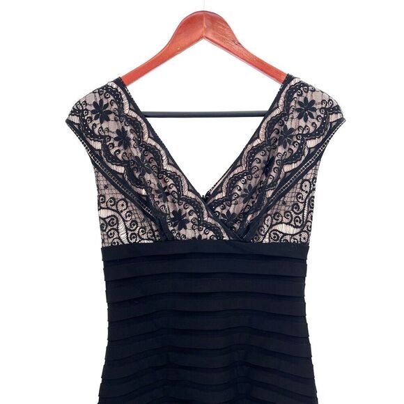 Adrianna Papell Black Lace Sleeveless Layered Evening Bodycon Dress - Picture 4 of 8